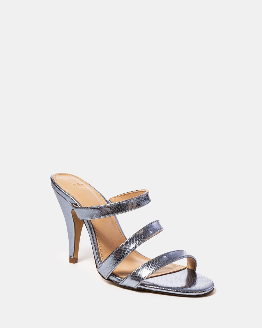 Terra Ice Blue Metallic Reptile Emboss Leather