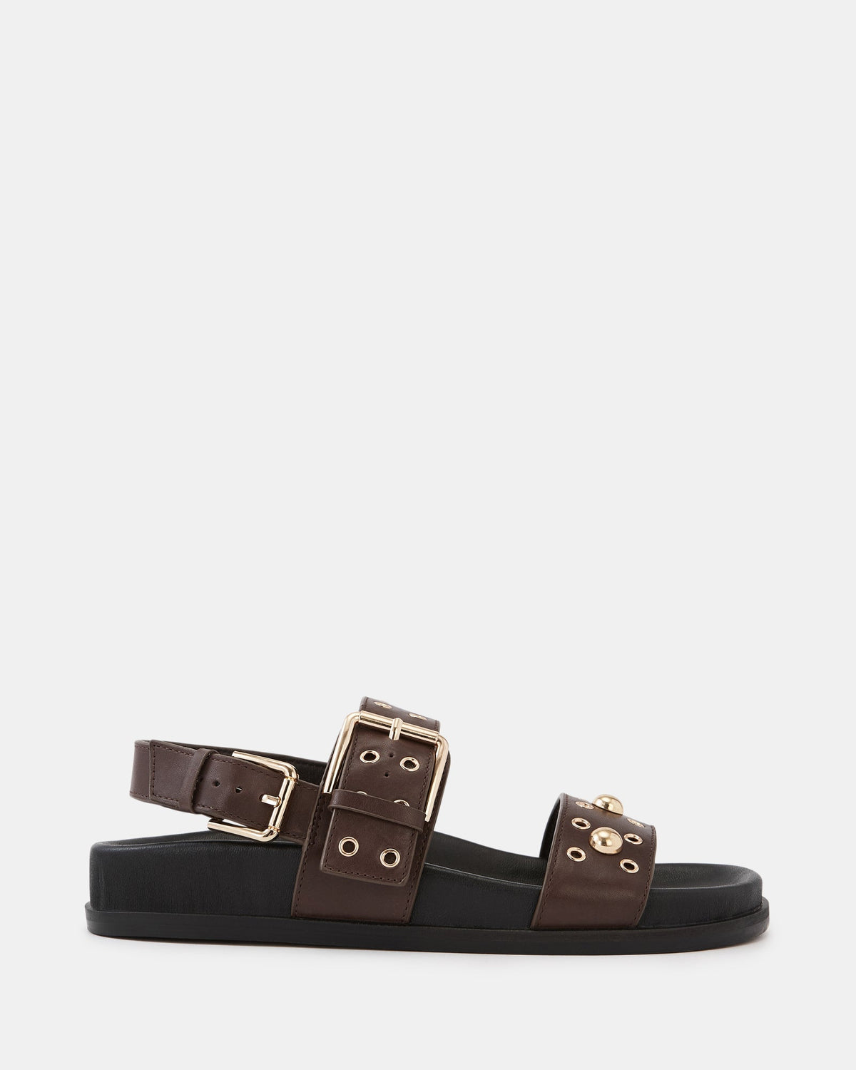 Fifi Flat Sandal Ebony Leather