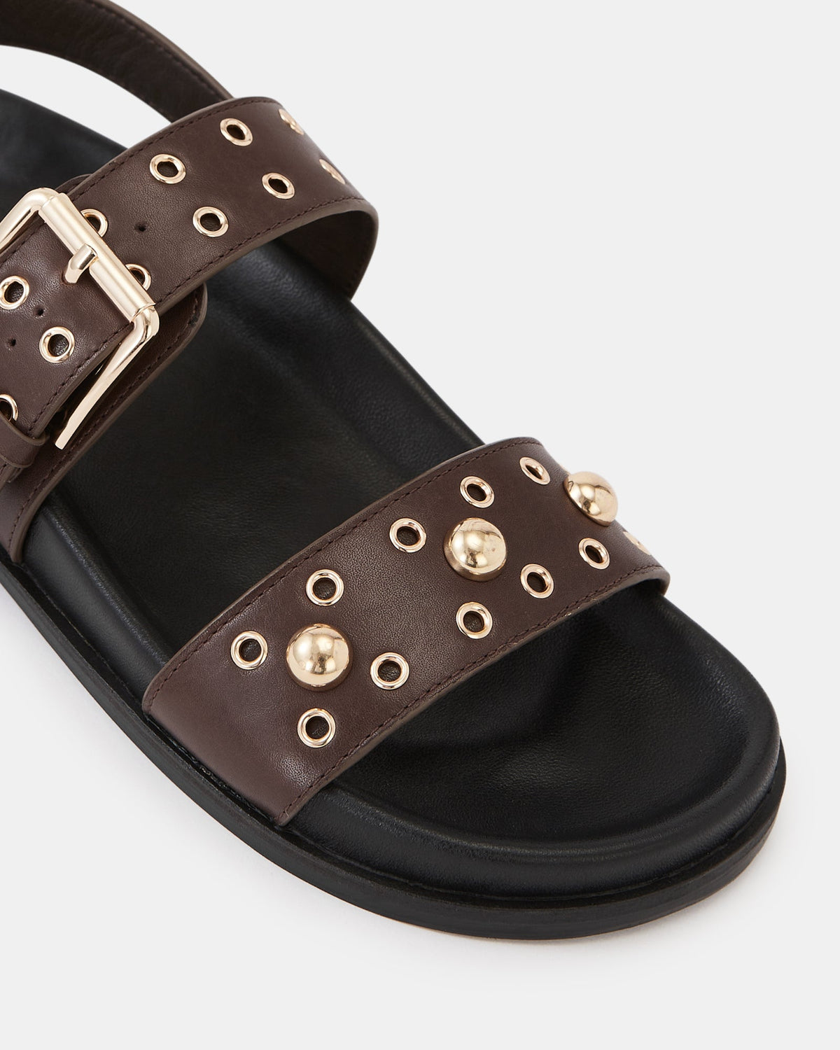 Fifi Flat Sandal Ebony Leather