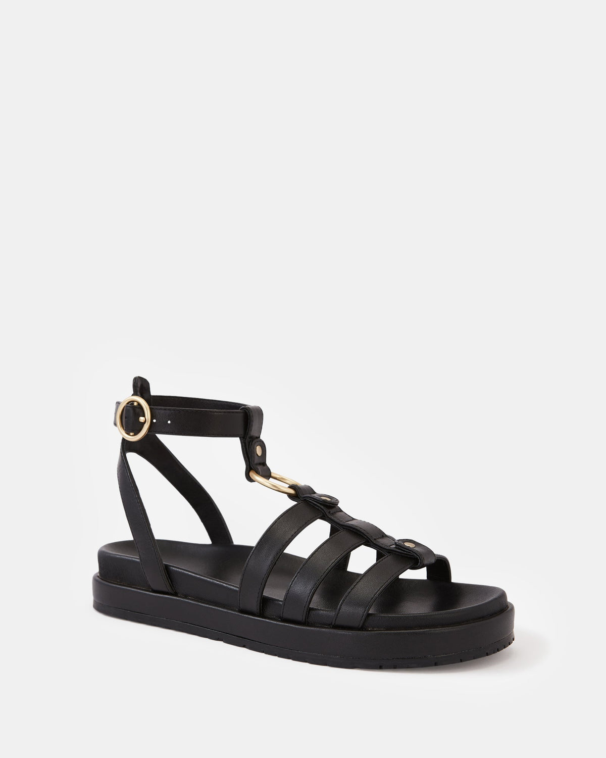 Bruna Footbed/Flatform Black Leather