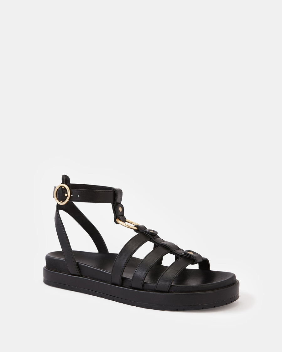 Bruna Footbed/Flatform Black Leather