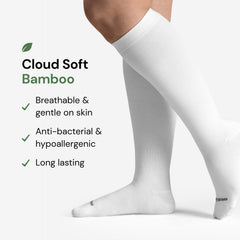 The Wide-Calf Bamboo Compression Sock in Classic White