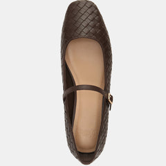 Annie Casual Flats Chocolate Woven Leather