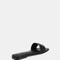 Ash Flat Sandals Black Croc Leather
