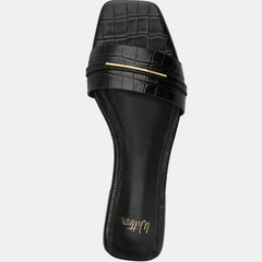 Ash Flat Sandals Black Croc Leather
