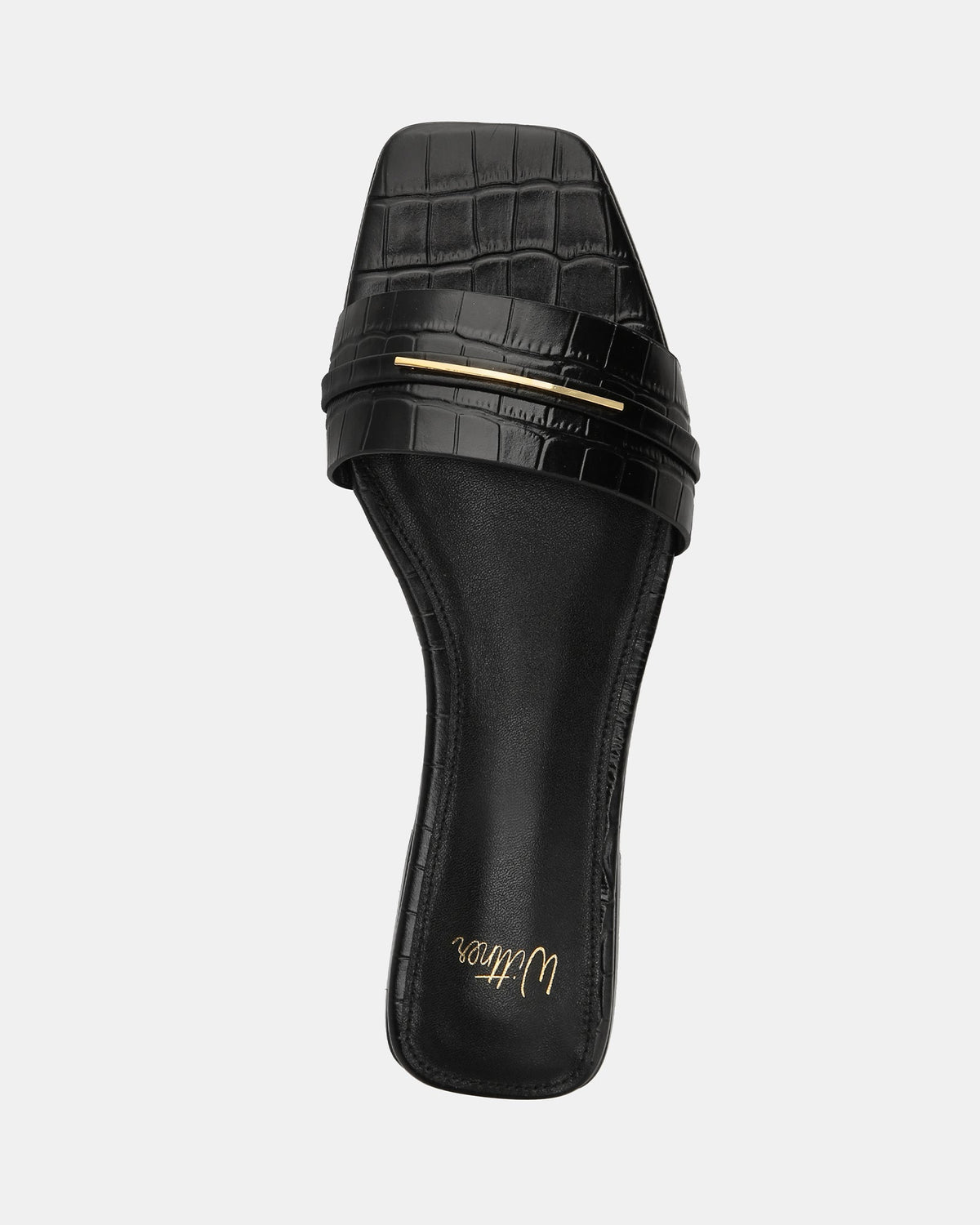 Ash Flat Sandals Black Croc Leather