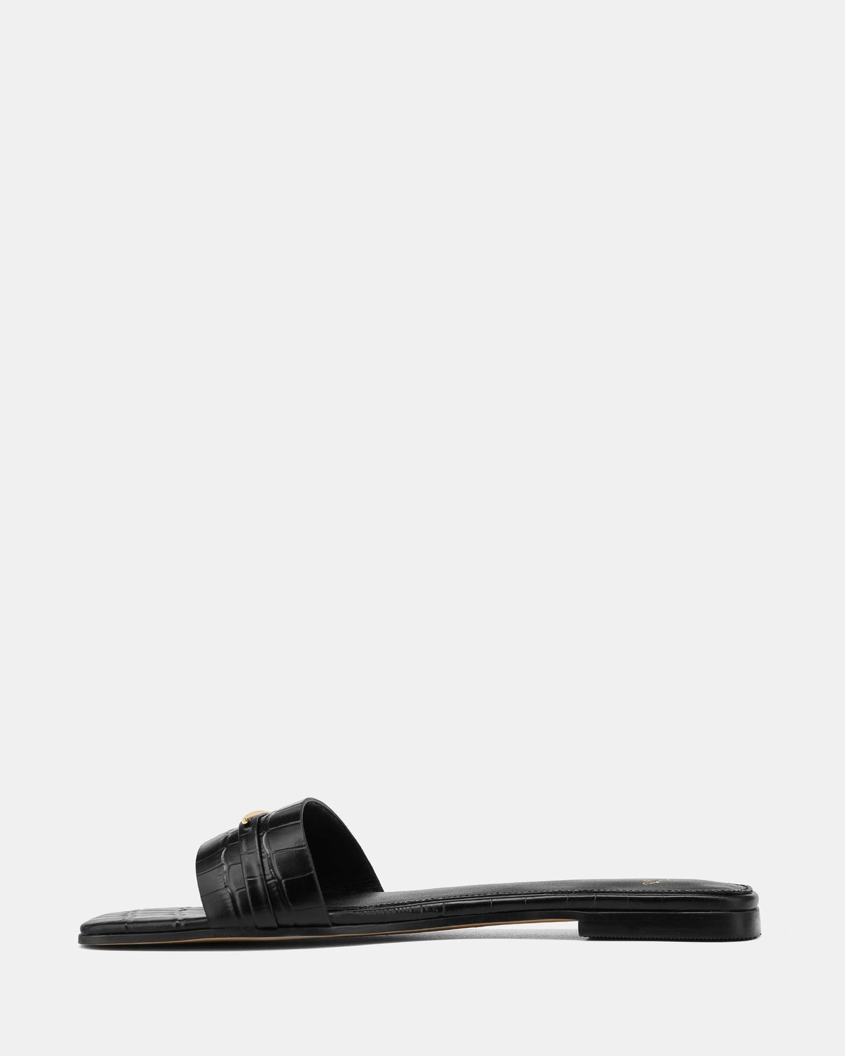 Ash Flat Sandals Black Croc Leather