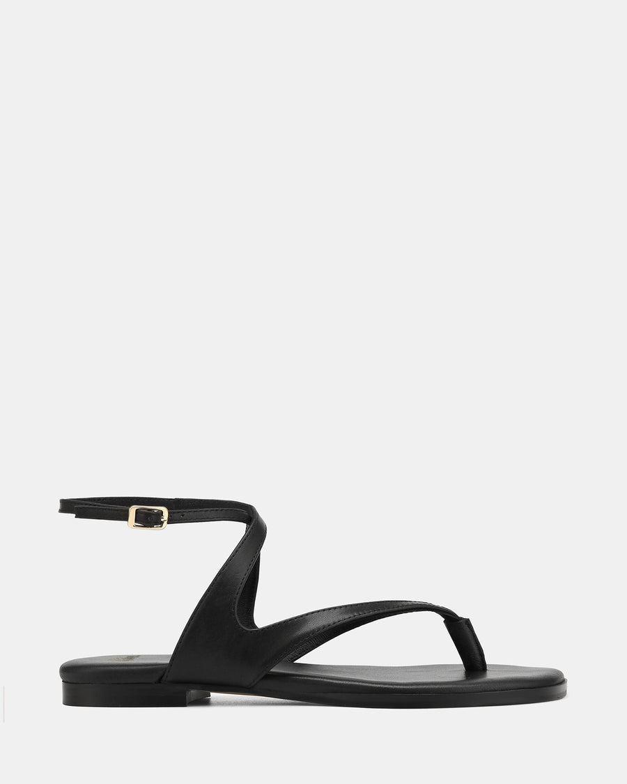 Belle Thongs Black Leather