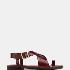 Bianca Flat Sandals Berry Eel Leather