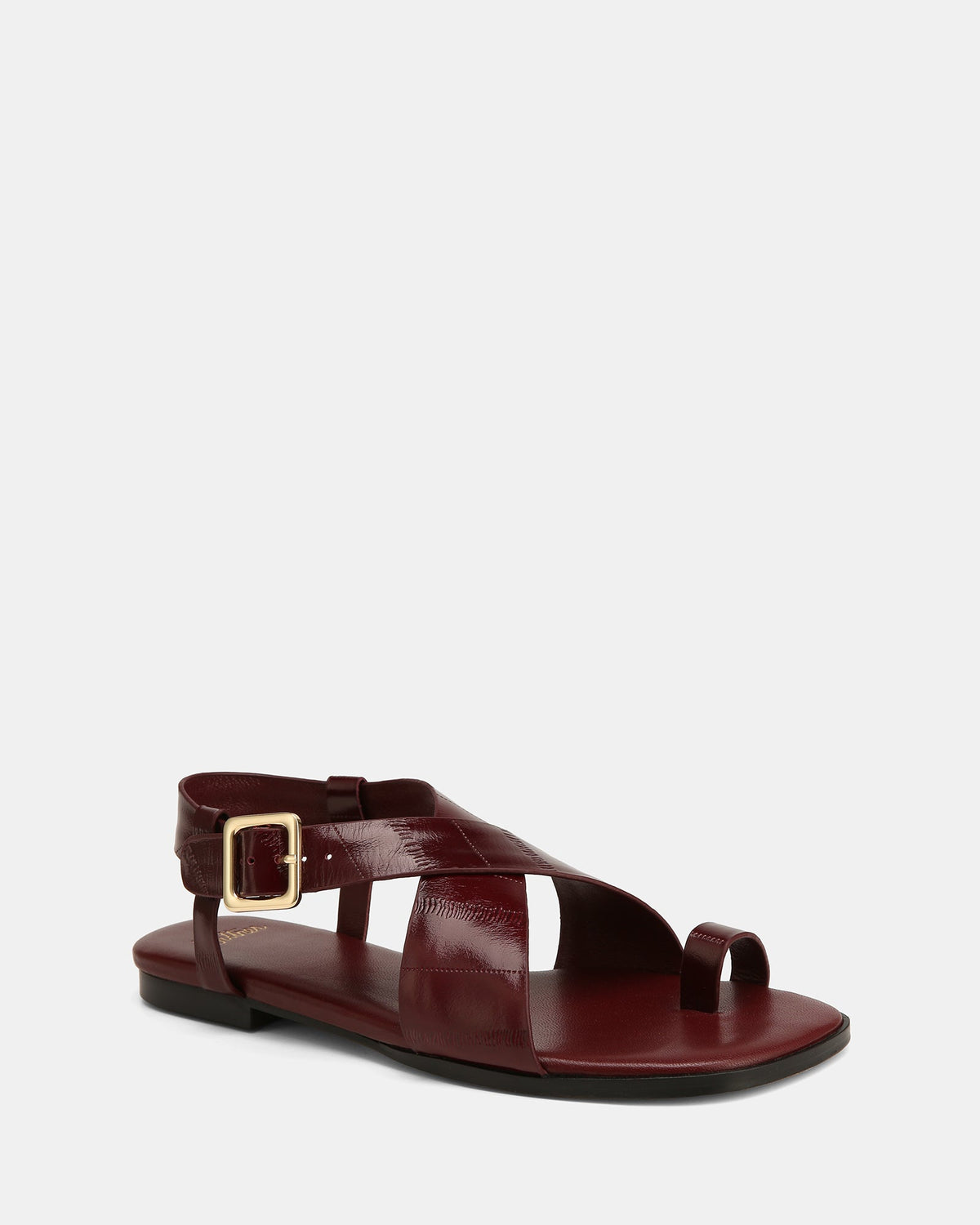 Bianca Flat Sandals Berry Eel Leather