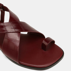 Bianca Flat Sandals Berry Eel Leather
