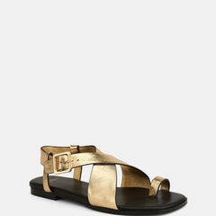 Bianca Flat Sandals Gold Leather