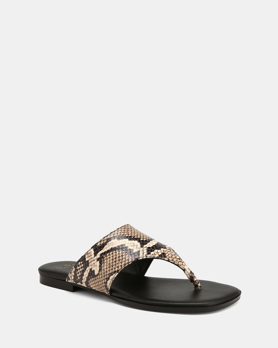 Blossom Flat Sandals Snake Leather