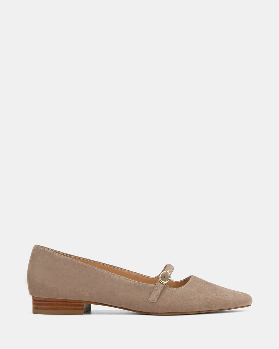 Carina Dress Flats Light Taupe Suede