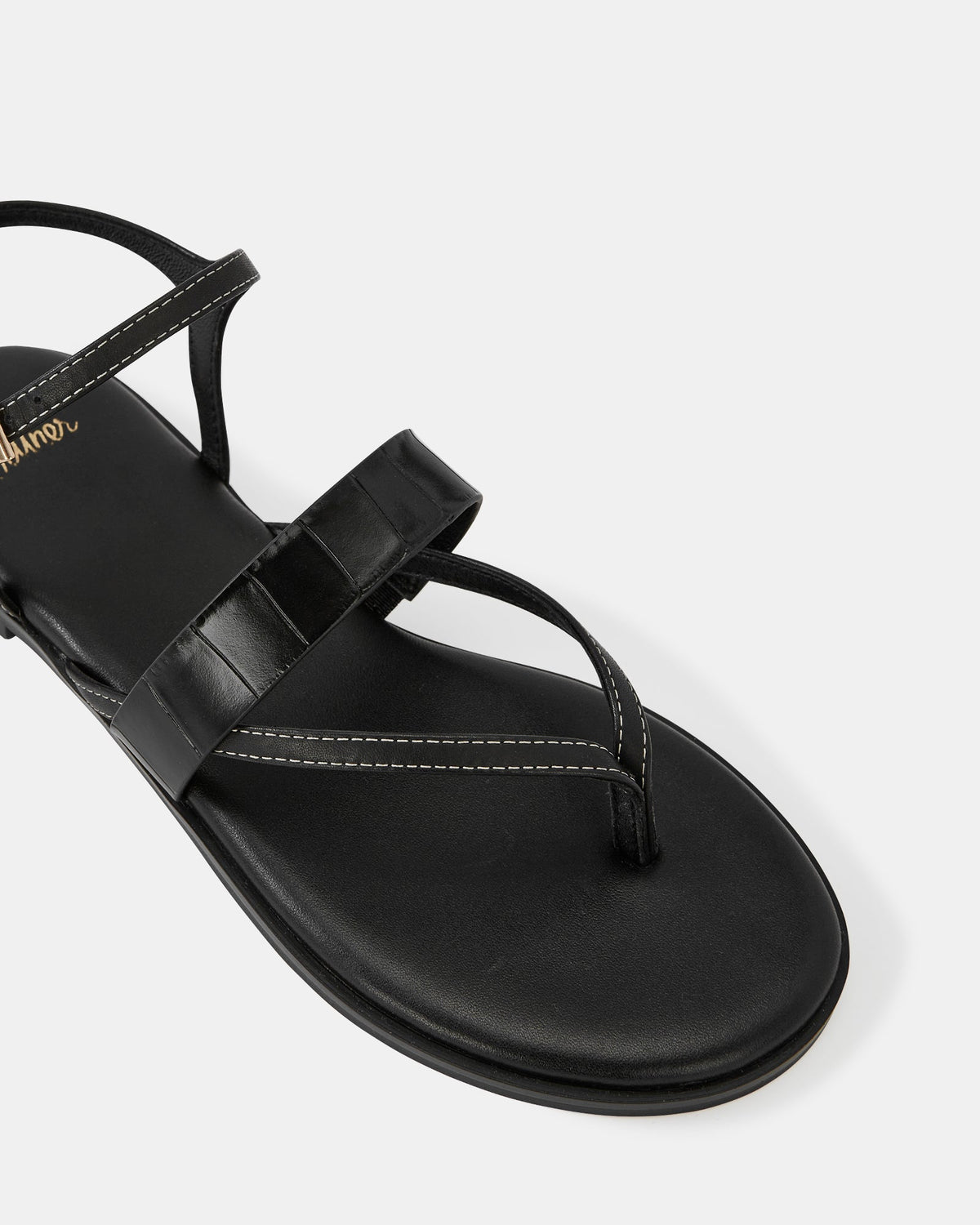 Diego Flat Sandals Black Crocodile Leather