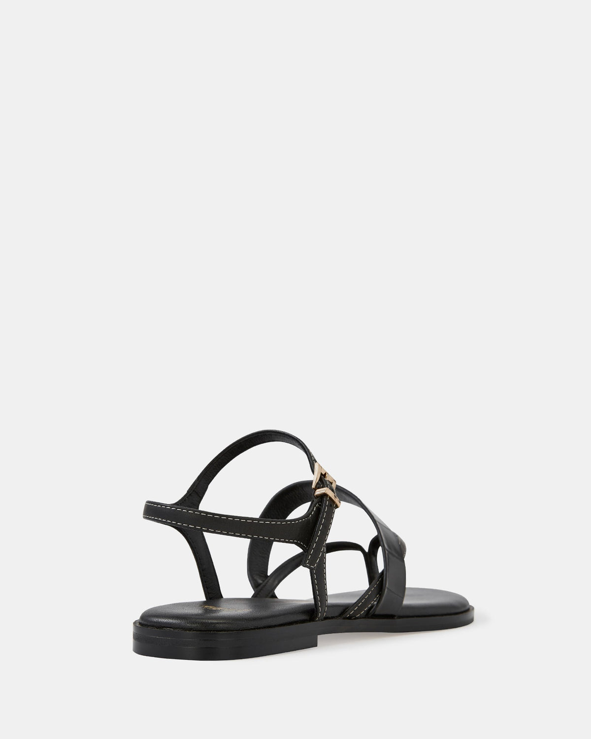 Diego Flat Sandals Black Crocodile Leather