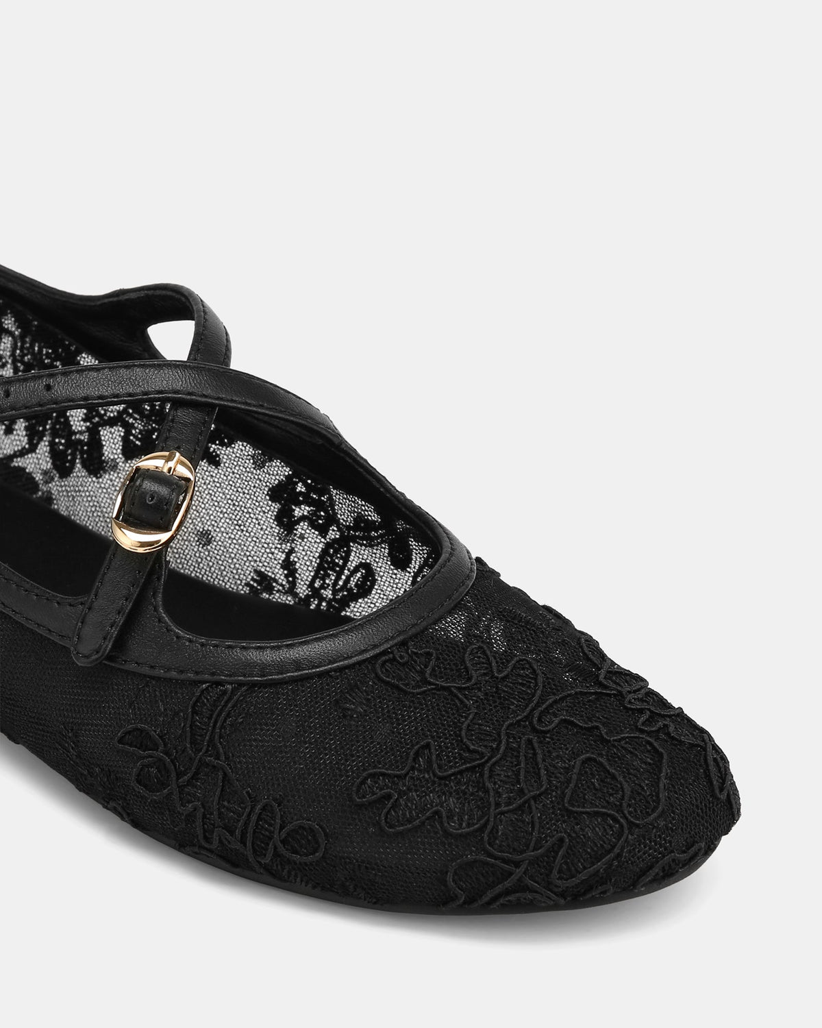 Dotty Ballet Flats Black Lace Mesh/Leather