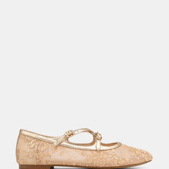 Dotty Ballet Flats Champagne Lace Mesh/Leather
