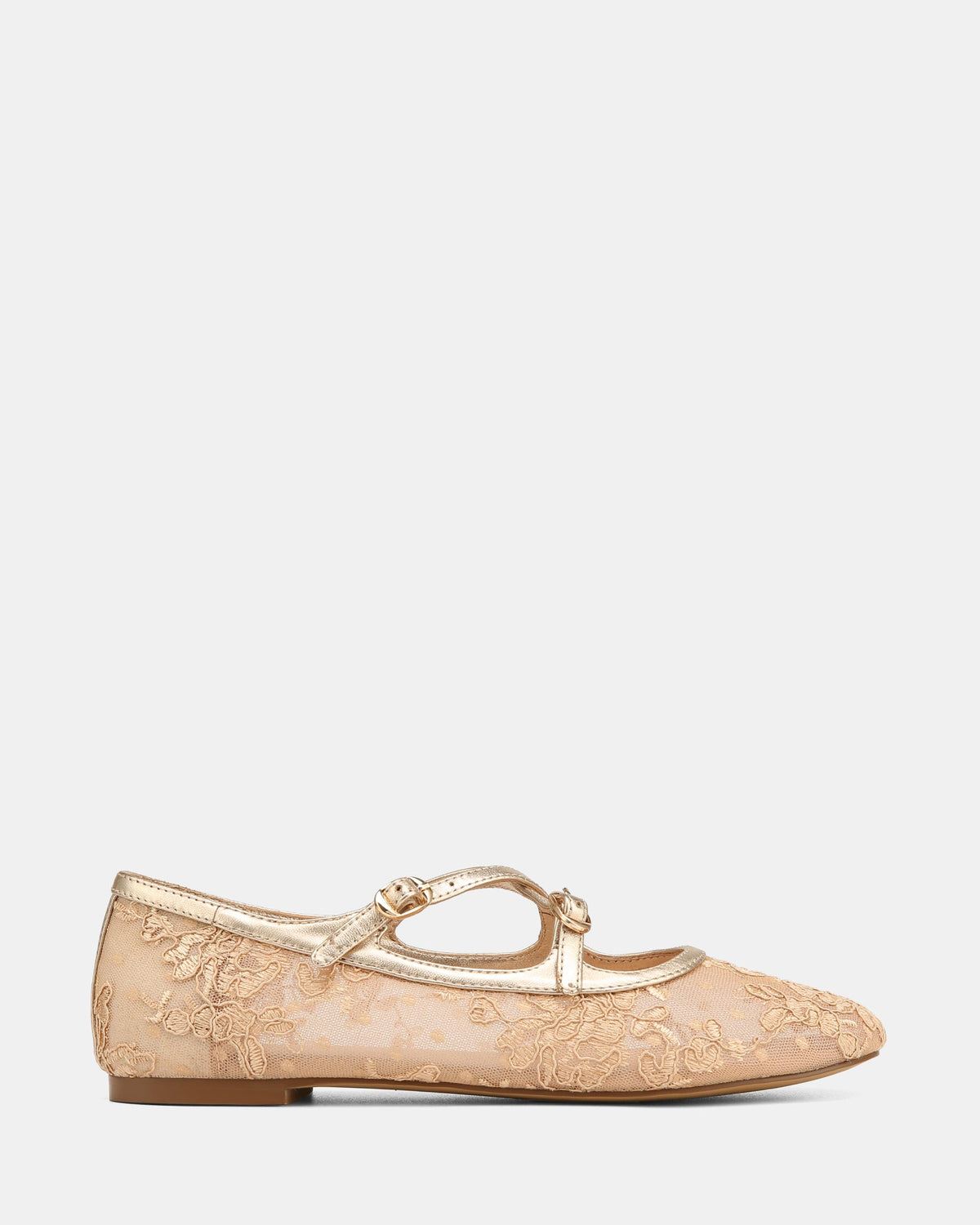 Dotty Ballet Flats Champagne Lace Mesh/Leather