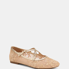 Dotty Ballet Flats Champagne Lace Mesh/Leather