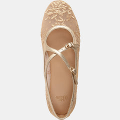Dotty Ballet Flats Champagne Lace Mesh/Leather