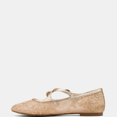 Dotty Ballet Flats Champagne Lace Mesh/Leather