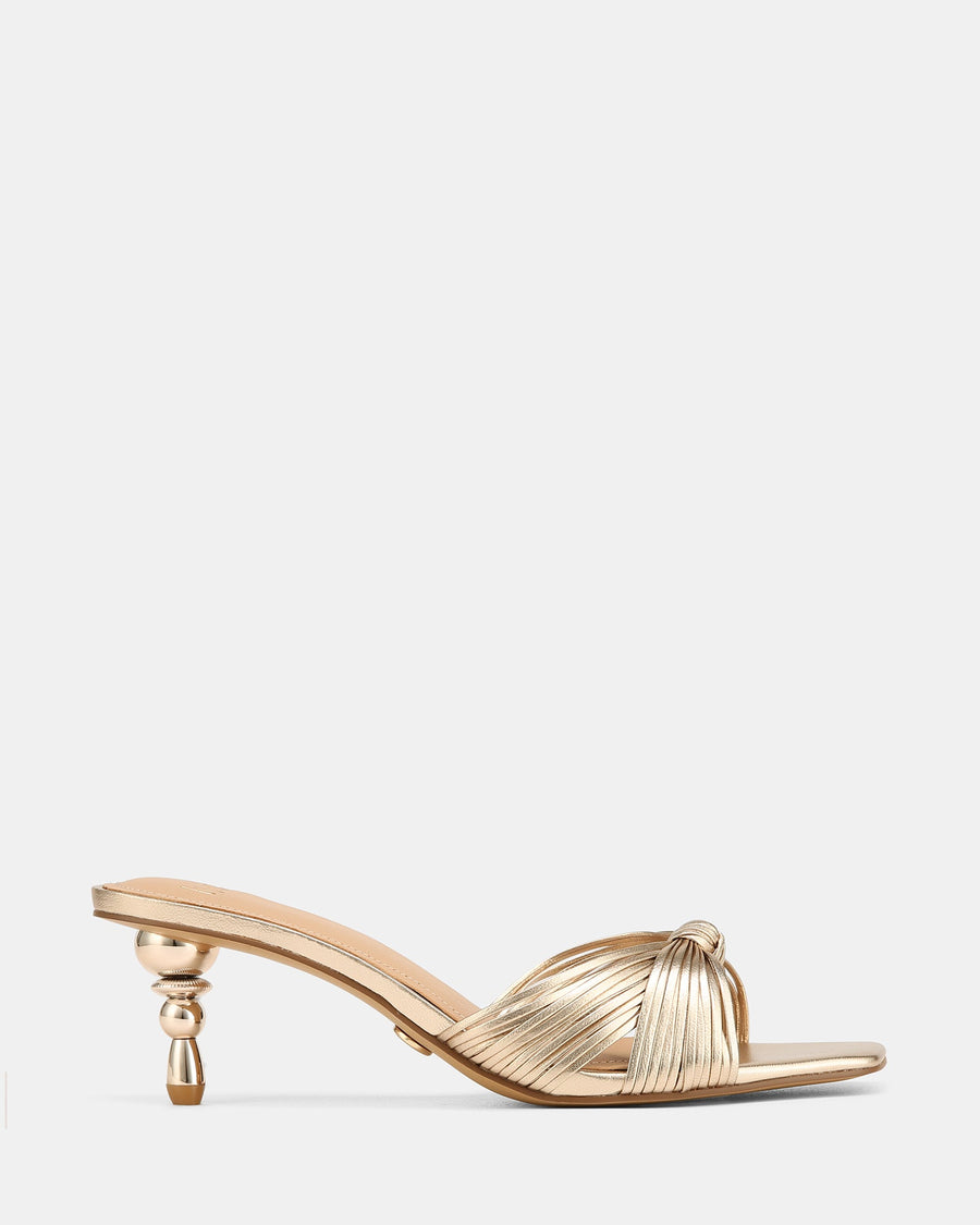 Gilda Low Sandals Champagne Metallic Leather