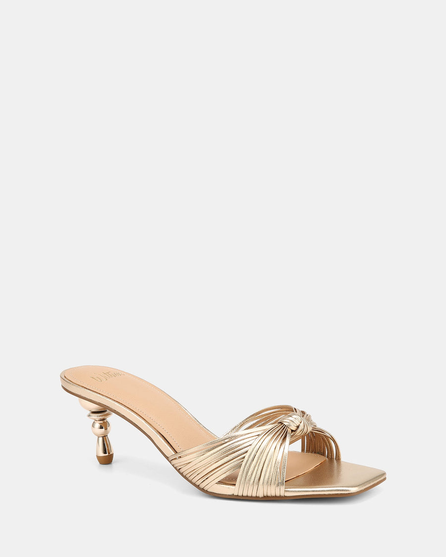 Gilda Low Sandals Champagne Metallic Leather