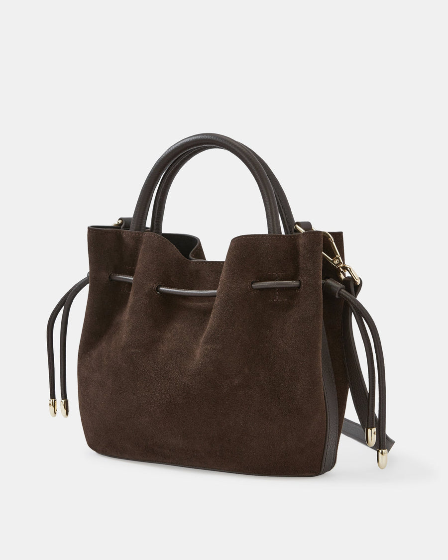 Lea Cross Body Bag Espresso Suede/Leather