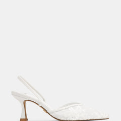 Quinn High Heels White Lace Mesh