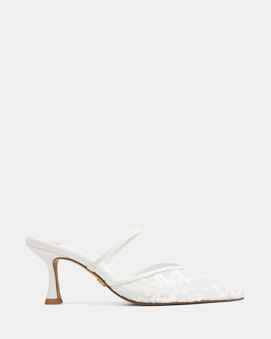 Quinn High Heels White Lace Mesh