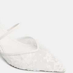 Quinn High Heels White Lace Mesh
