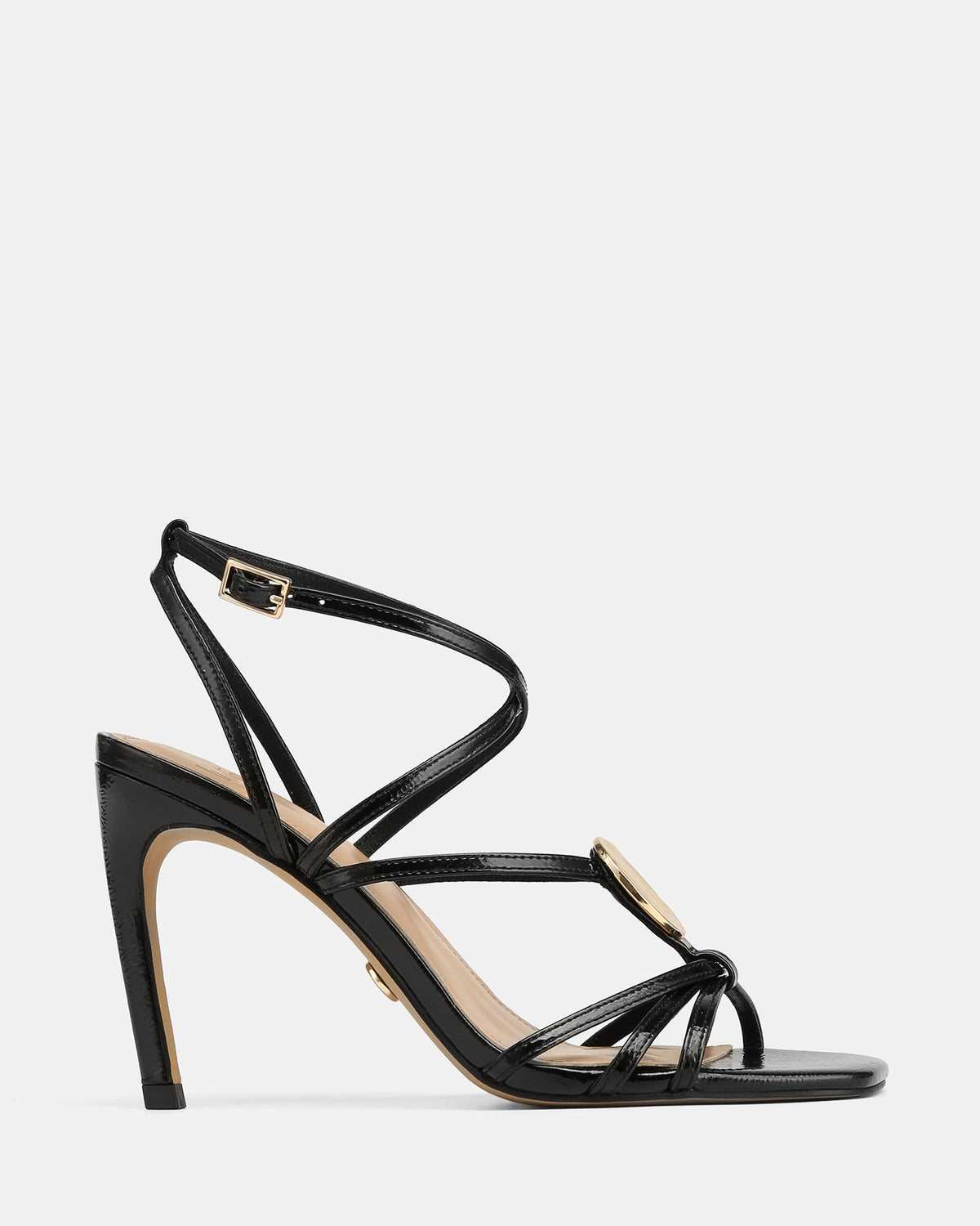 Tatum High Sandals Black Crinkle Patent Leather