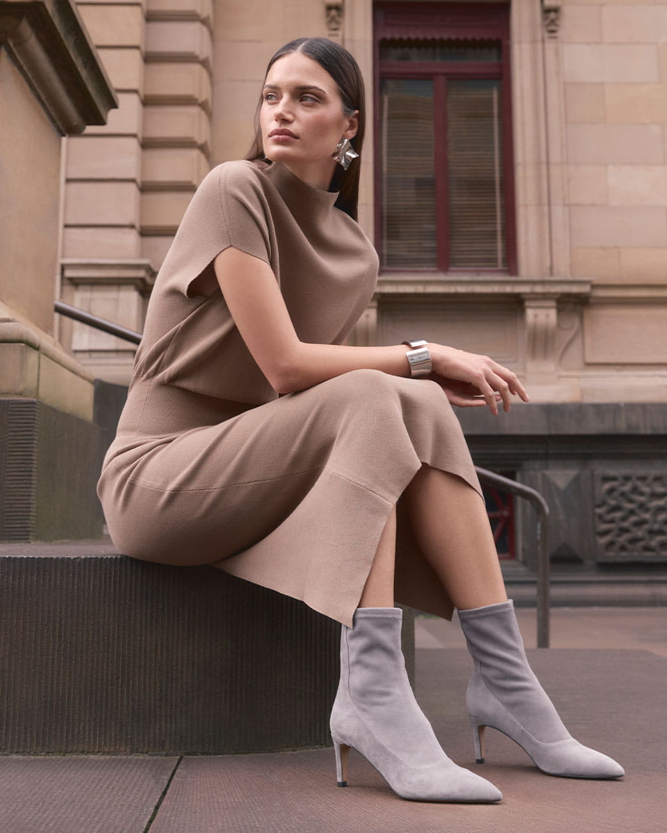 Felix Ankle Boot Cement Grey Suede