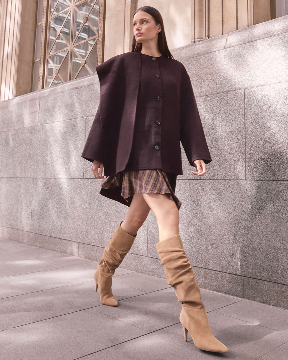 Romayn Long Boots Fawn Suede