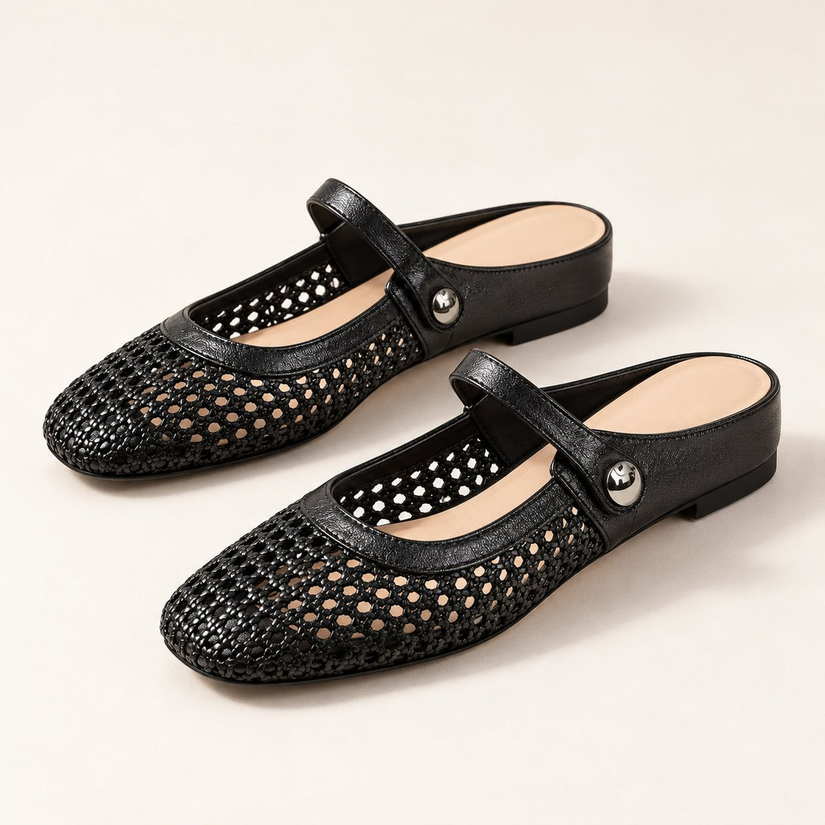 The Woven Mary Jane Mule in Black